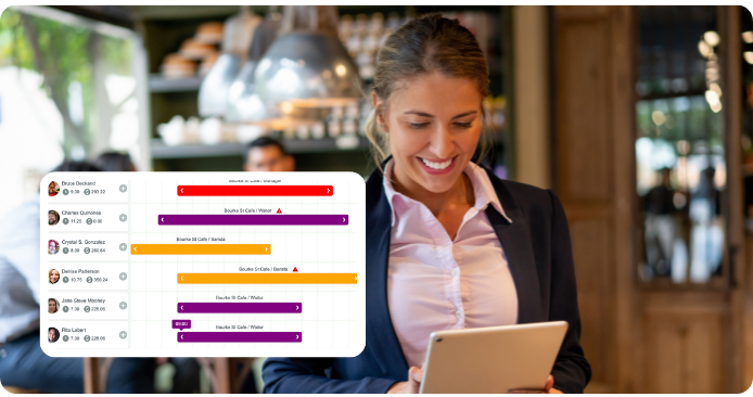 How RosterElf handles swaps and open shifts Manager using the RosterElf app on a tablet to manage shift swaps and open shifts.