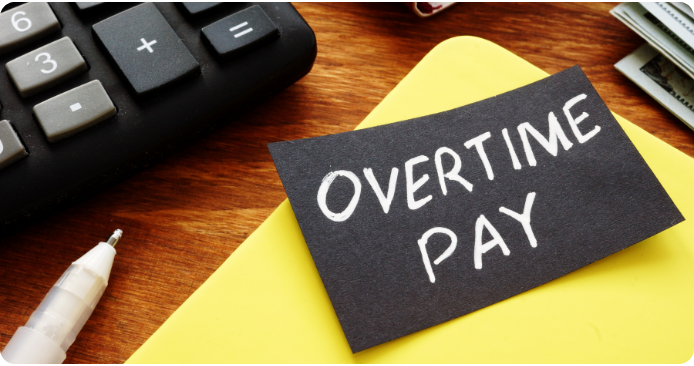 Overtime pay: triggers, rates and TOIL Graphic representing overtime pay calculations and higher hourly rates.