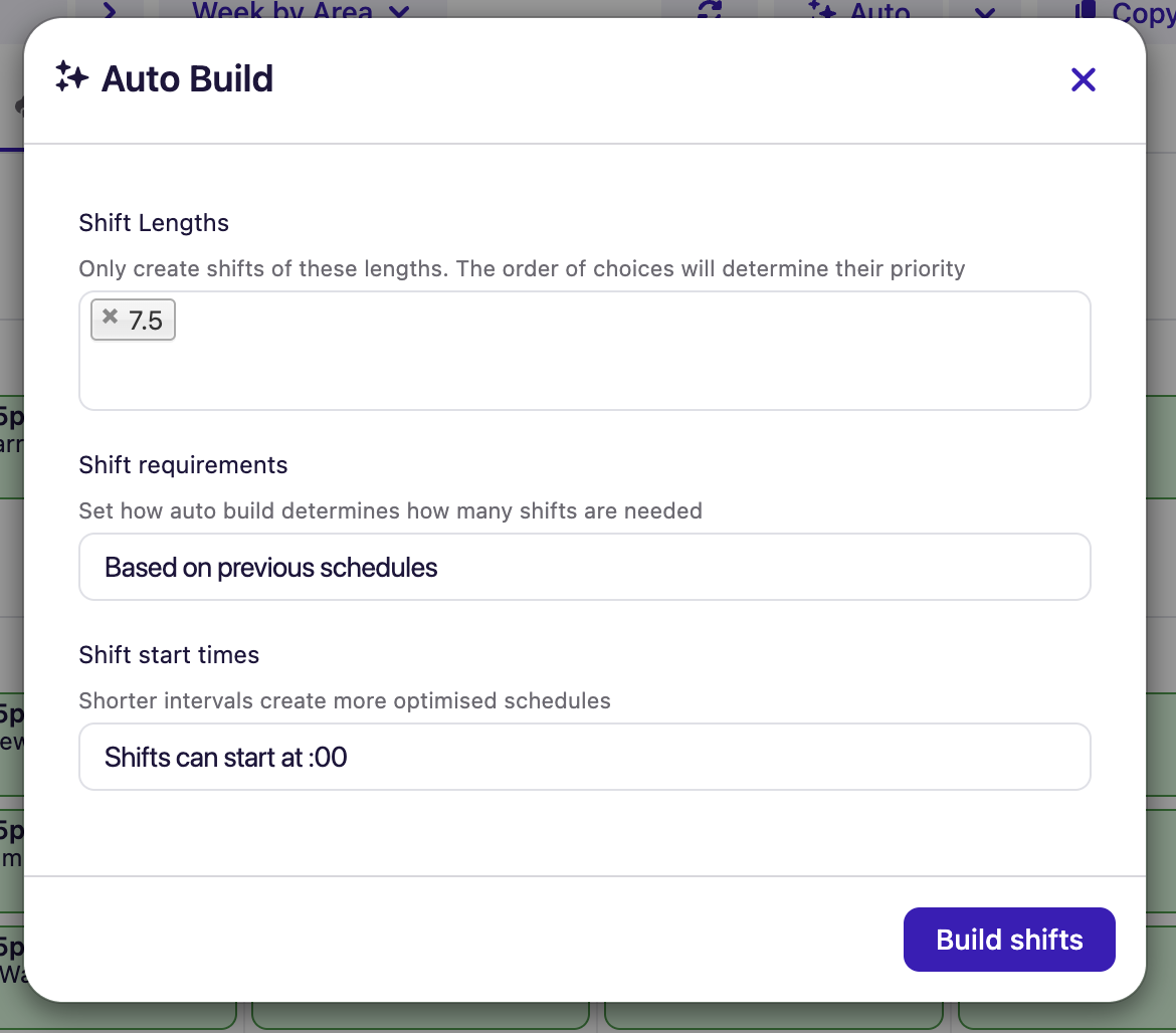 Deputy Auto-Scheduling Deputy auto-scheduling screen generating shifts automatically