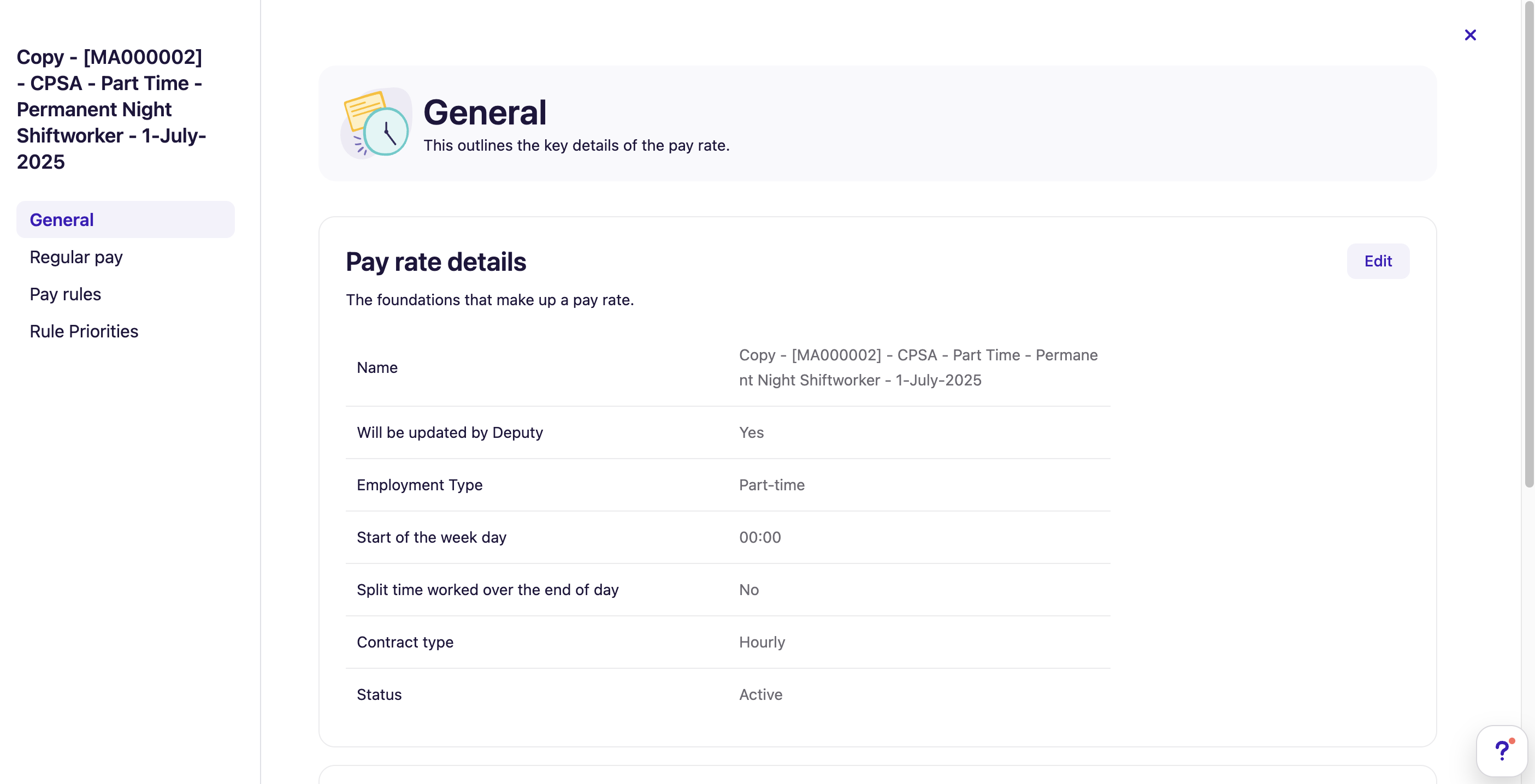 Deputy payroll setup Deputy payroll setup screen with award and pay settings