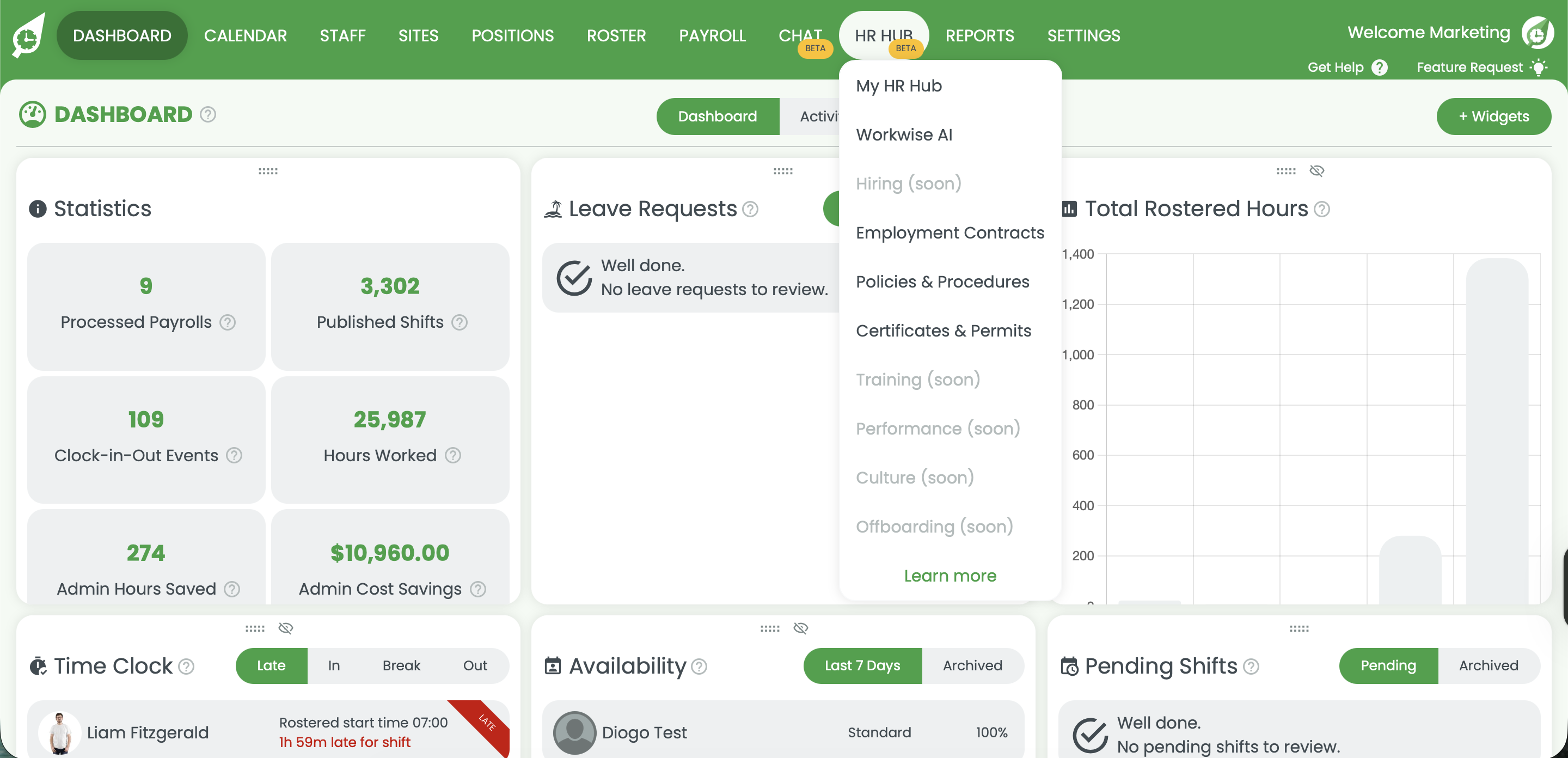 RosterElf HR Hub RosterElf HR Hub with contracts, policies and qualifications