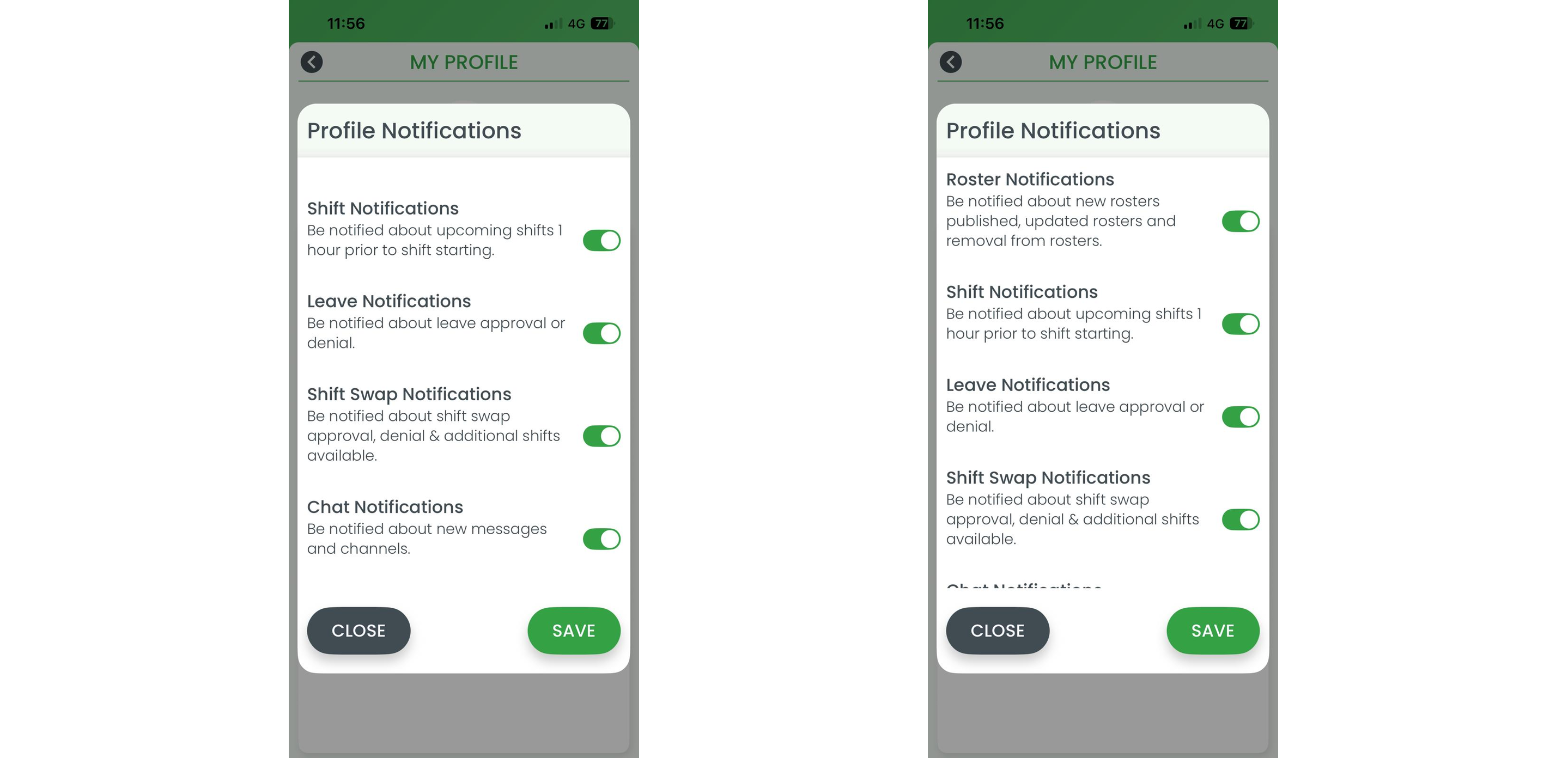 RosterElf app notifications RosterElf mobile notifications for shift offers and roster changes